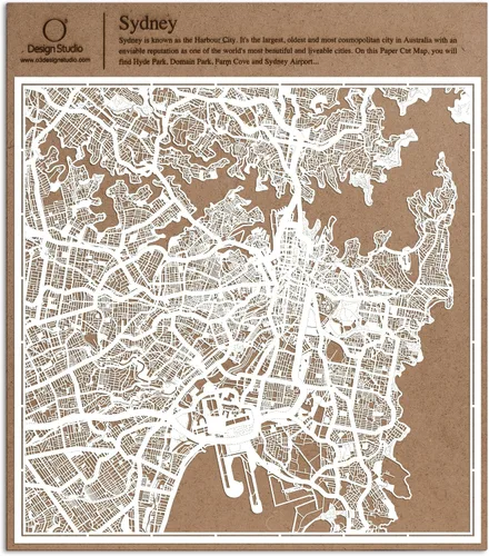 Miniatura 138 de O3 Design Studio Aberdeen - Mapa de papel cortado en papel blanco de 12 x 12 pulgadas