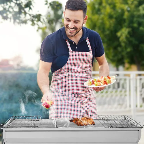 Miniatura 6 de Parrilla de carbón para barbacoa, parrilla portátil de carbón de acero inoxidable, parrilla de camping para barbacoas al aire libre, camping