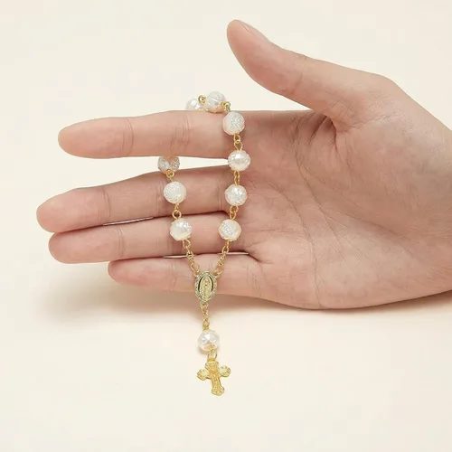 Miniatura 3 de Jadive Rosarios pequeños para bautizo, cuentas de rosario, rosarios para bautizo de dedo, a granel, con bolsas de organza, centros de mesa