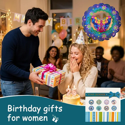 Miniatura 4 de Molinillos de viento de metal de mariposa – Regalos de mariposa para mujeres, mamá, abuela, esposa, Molinillo de viento colgante para decoración