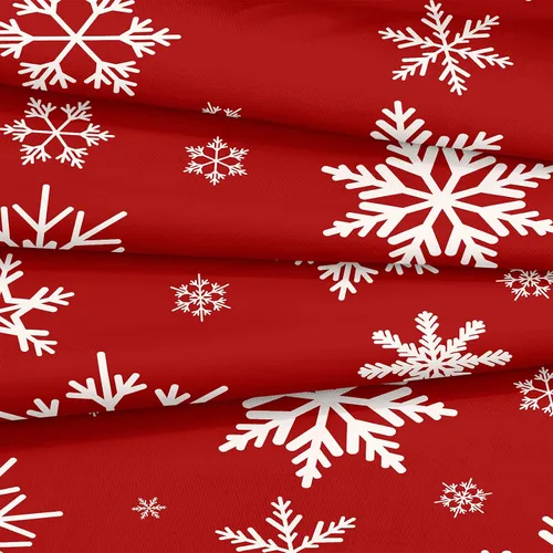 Miniatura 5 de Juego de ropa de cama de Navidad con funda de edredón de copos de nieve, color blanco y rojo, con estampado navideño, juego de ropa de cama festiva
