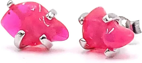 Miniatura 15 de Natural raw gemstone stud earrings with white gold over 925 sterling silver, 6 to 7mm rough genuine quality birthstone gift for her, Uniquelan