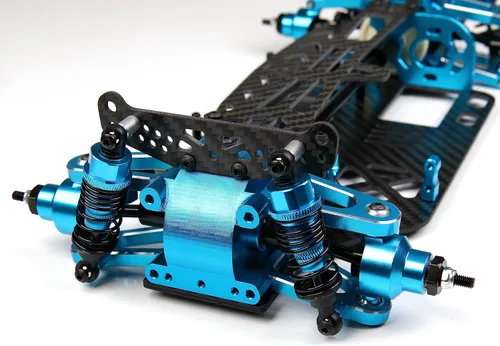 Miniatura 2 de TT-01 CNC Aluminio Fibra de Carbono Marco Chasis Actualización Componentes para 1/10 RC Car TT01 (azul)