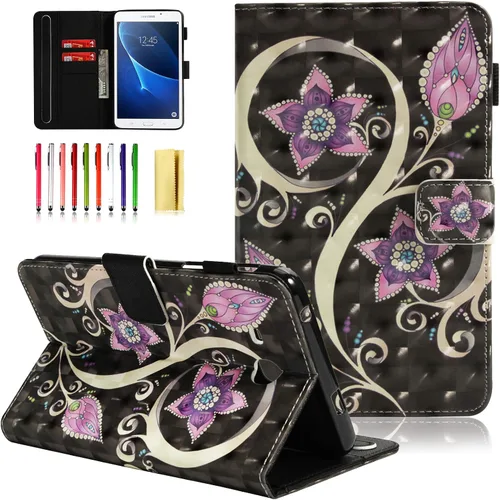 Miniatura 12 de Funda para Samsung Galaxy Tab A 7.0 2016 (SM-T280/T285) con portalápices [Encendido/apagado automático] Folio Stand Smart Magnetic Wallet Embossed