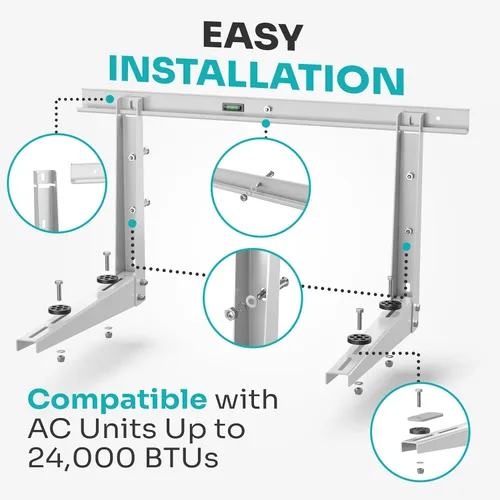 Miniatura 5 de Soporte de pared para minisplit resistente para exteriores de 9000-24000 BTU Soporte de montaje para minisplit a prueba de inclemencias del tiempo