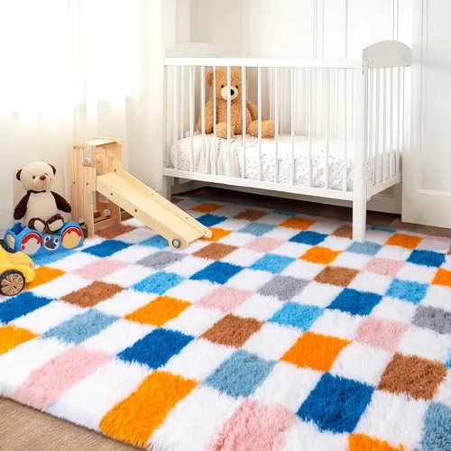 Miniatura 181 de Alfombras de área de 8x10 para sala de estar, alfombra shaggy grande ultra suave y esponjosa para dormitorio, alfombras de felpa mullida Blanco crema
