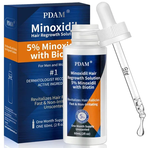 Minoxidil para el crecimiento del cabello para hombres y mujeres, 2 onzas líquidas (paquete de 4 goteros)