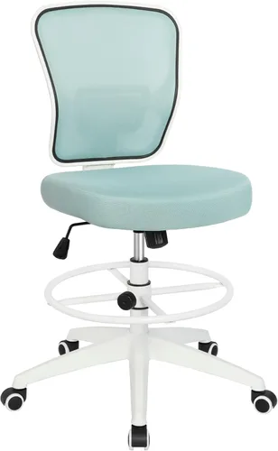 Miniatura 12 de Silla de dibujo sin brazos, silla de oficina alta, altura ajustable, respaldo alto, silla de escritorio ergonómica, taburete de dibujo, taburetes