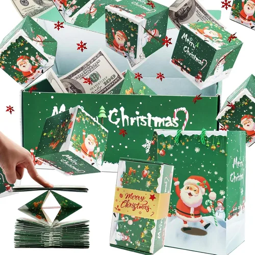 Miniatura 5 de Cajas de regalo sorpresa – Caja de regalo sorpresa desplegable para dinero y cumpleaños, caja de regalo única de Navidad plegable con sobre rojo
