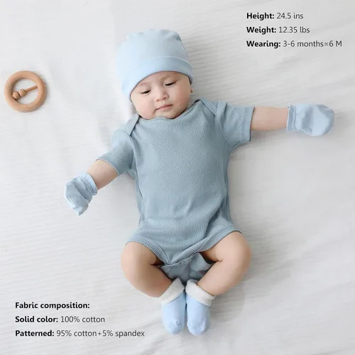 Miniatura 11 de Body de manga corta para bebé recién nacido, ropa de algodón de una pieza, 5 unidades, 0-12 meses