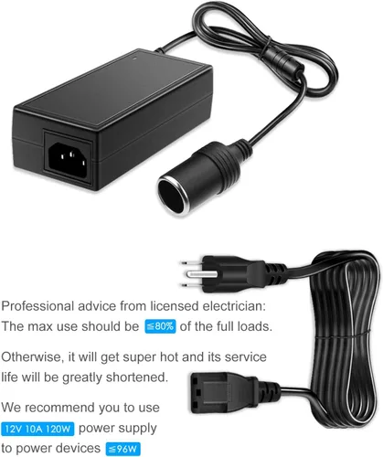 Miniatura 4 de SHNITPWR Convertidor de 110 V a 12 V 10 A 120 W Convertidor de CA a CC, adaptador de fuente de alimentación CA/CC, enchufe de encendedor