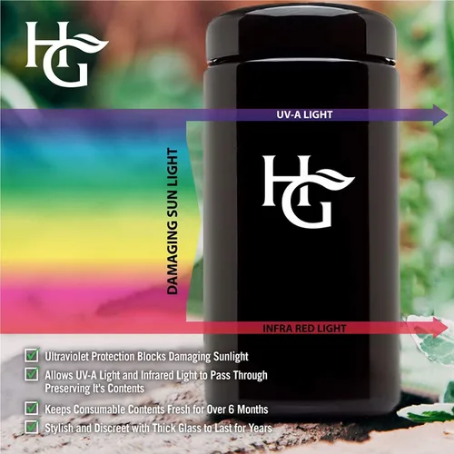 Miniatura 4 de Herb Guard - Frasco Ultravioleta de 1 Oz y Paquete de Humedad (500 ml) Protección UV Hermética Mantiene las Hierbas Frescas por Meses [Paquete de 10]