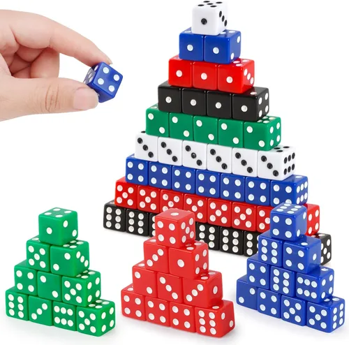 Miniatura 8 de Juego de 100 dados de casino estándar de 0.631 pulgadas, juego de dados acrílicos a granel de 6 caras para actividades de mesa, juegos temáticos