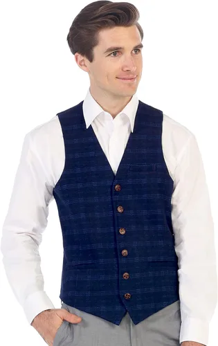Miniatura 30 de Gioberti Chaleco de tweed formal de 6 botones para hombres