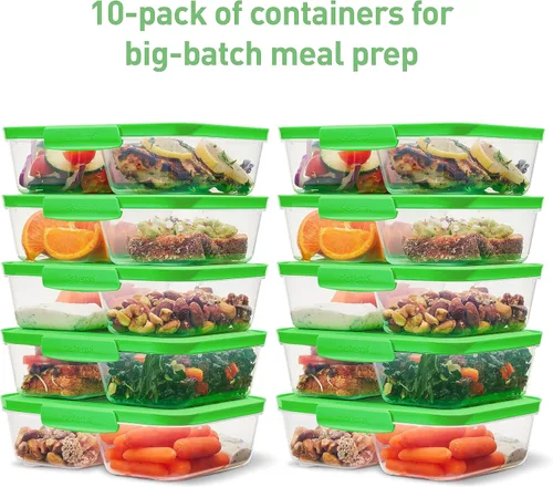 Miniatura 5 de Sistema Nest It - Recipientes de almacenamiento de alimentos para preparación de comidas con tapas, 2 compartimentos, 3.7 tazas, plástico, paquete