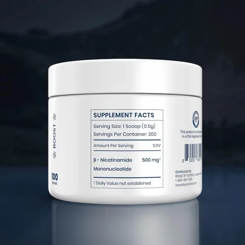 Miniatura 6 de RENUE by Science Polvo NMN Suplemento en polvo de disolución rápida de 3.53 oz 500 mg de mononucleótido de nicotinamida por porción Fabricado