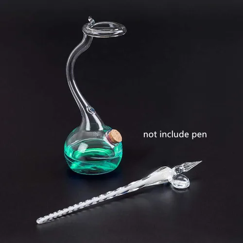 Miniatura 6 de Earlyred Soporte para bolígrafo de inmersión de vidrio, cristal Inkwell Signature para pluma estilográfica, oficina, estudiante, graduación, regalo