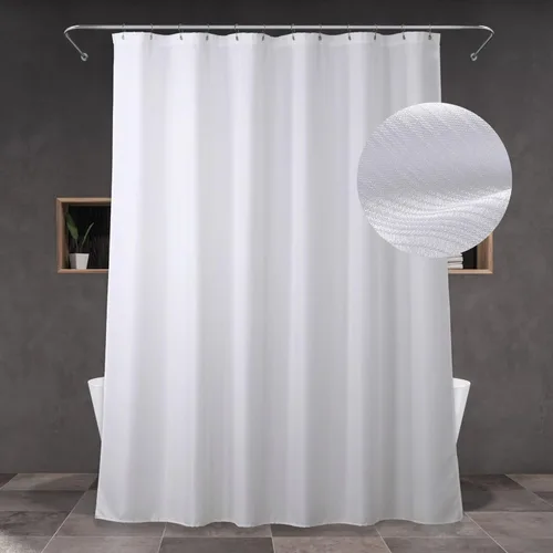 Miniatura 9 de Cortinas de ducha negras para baño: 72 pulgadas, repelente al agua, lavable, estilo lino, cortina de ducha de tela de ducha - Elegante cortina