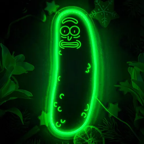 Letrero de neón LED de Pepinillo de Dibujos Animados para Decoración de Pared, Letrero de Luz de Neón de Anime para Decoración de Cueva de Hombre,
