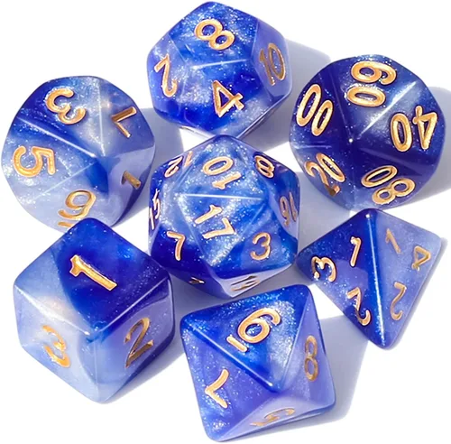 Miniatura 10 de CiaraQ DND Juego de Dados Poliédricos para Dungeons and Dragons RPG MTG Juegos de Mesa de Rol - con 1 Bolsa de Dados (Aguamarina + Brillantina)