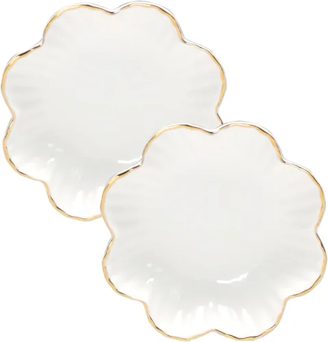 Miniatura 8 de Plato de Servir de Porcelana, Bandeja de Cerámica con Flores y Borde Metálico, Platos de Servir para Bodas, Perfecto para Fiestas, Ideal