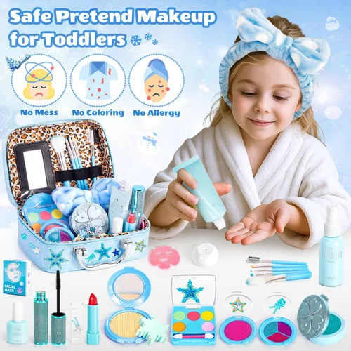 Miniatura 4 de Hohosunlar Maquillaje de simulación Frozen para niñas, juguetes 3-5 años, maquillaje de juguete falso, juguetes de princesa de Frozen para niñas