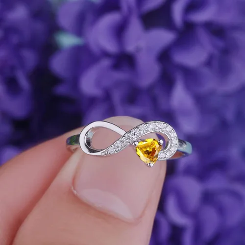 Miniatura 53 de Anillo Jo Wisdomo de compromiso. de plata esterlina, con corazón e infinito, anillo de amistad, para ella
