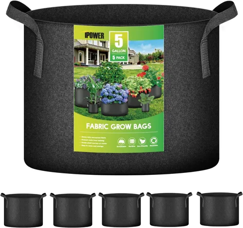 Miniatura 25 de iPower Paquete de 10 bolsas de cultivo de 3 galones, macetas de tela no tejida, contenedor de aireación con asas de correa para jardín y plantación