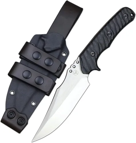 Cuchillo afilado de hoja fija de 10.2 pulgadas, mango de acero G10, espiga completa, herramienta de caza, cuchillo de bushcraft al aire libre, Blanco