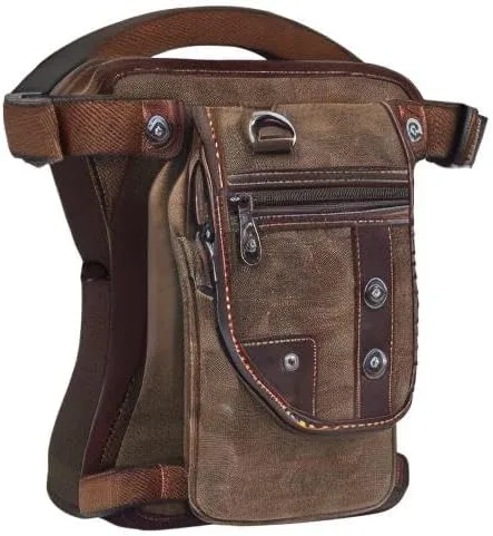 Miniatura 8 de Bolso de mensajero de lona vintage para hombre, bolso de mensajero de retazos de cuero en el pecho