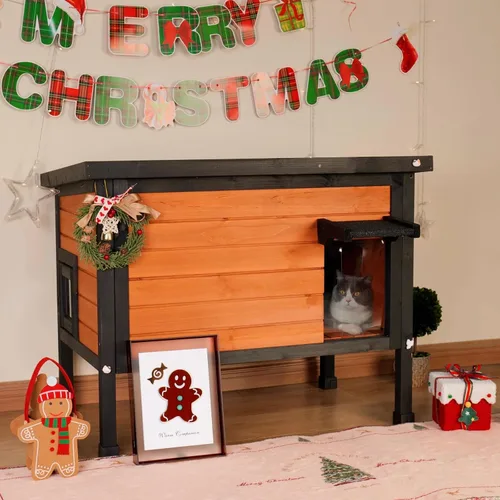 Miniatura 2 de FunXplore Casa para Gatos Exterior Aislada Refugio para Gatos Ferales Resistente a la Intemperie para Invierno con Puerta de Escape de Espuma