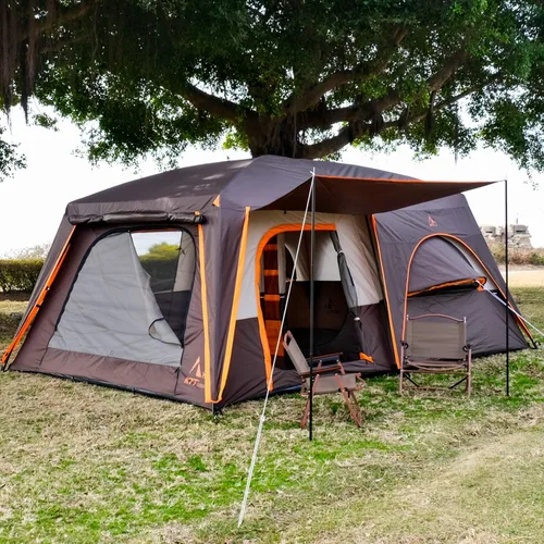 Miniatura 10 de KTT Extra Large Tent 12 Person,Family Cabin Tents,2 Bay-Windows,2 Rooms and 3 Doors 3 Windows with Mesh,Waterproof,Straight Wall,Double Layer,Big