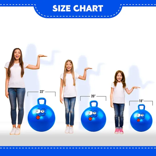 Miniatura 4 de Pelota Hopper, pelota saltarina con asas, juguetes Hoppity Hop de 20 pulgadas, juguetes para sentarse y rebotar para niños y niñas Sonrisa azul