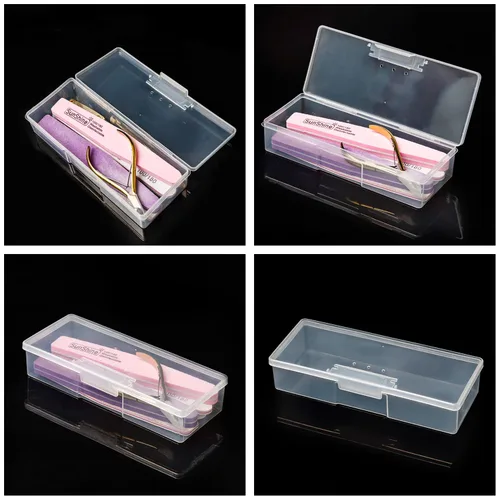 Miniatura 3 de Paquete de 4 cajas de herramientas de uñas, estuche de plástico para limas de uñas, contenedor de pedicura, estuche de almacenamiento de archivos