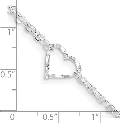 Miniatura 5 de Icecarats Joyas De Diseño 14K oro blanco doble Strand Corazón Tobillera En 9inch