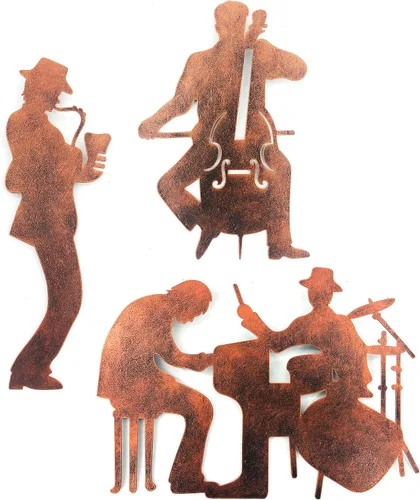 Miniatura 10 de J-Fly Decoraciones de baño para sala de estar, decoración occidental, música, metal, San Valentín, arte de pared, jazz, tema musical, saxofón