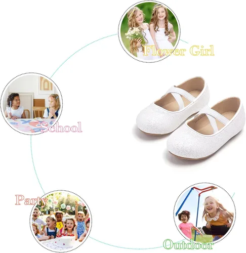 Miniatura 5 de Otter MOMO Zapatos planos de bailarina para niñas pequeñas y niñas pequeñas, zapatos de vestir para fiesta escolar