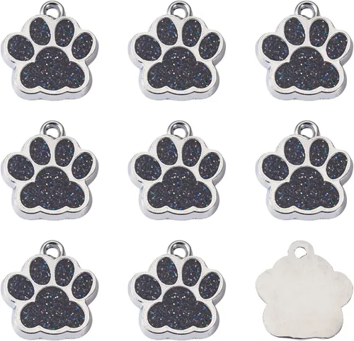 Abalorio esmaltado con estampado de pata de perro y gato con purpurina en polvo de aleación de esmalte de gato y perro, dijes para llavero, joyería