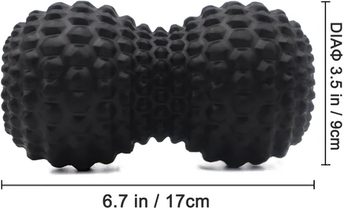 Miniatura 2 de KITWILD Pelota de masaje en forma de maní, bola de masaje doble en forma de lacrosse para masaje de tejido profundo, terapia física, liberación Negro