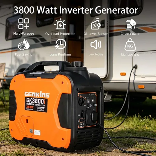 Miniatura 2 de Genkins Generador portátil de inversor de 3800 vatios ultra silencioso listo para RV, de emergencia, para respaldo en el hogar, recreación, etc. A