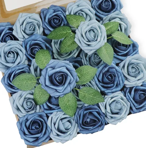 50 piezas de flores artificiales, rosas de espuma de toque real con tallo para manualidades, ramos de boda, centros de mesa, fiesta, baby shower,