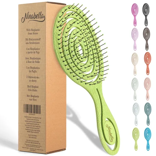 Miniatura 17 de Ninabella Cepillo desenredante para cabello para mujeres y hombres, no tira, cepillos alisadores para cabello liso y rizado, cepillo único en Crema