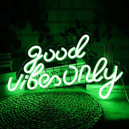 Miniatura 14 de Good Vibes Only - Letreros de neón para decoración de pared, luces de neón, letreros LED adecuados para sala de estar, bar de cerveza, sala de Blanco