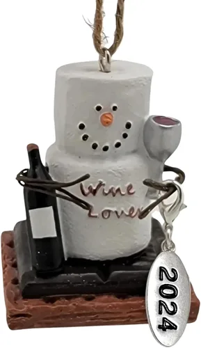 Adorno de Navidad para amantes del vino, regalo único de cata de vinos con etiqueta colgante de año, viene en una caja de regalo, adorno de bebida