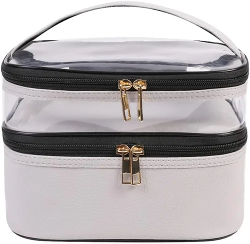 Miniatura 18 de FITINI Bolsas de Maquillaje de Doble Capa para Almacenamiento de Viaje Estuches Cosméticos Organizador de Maquillaje Bolsas de Aseo Resistentes al