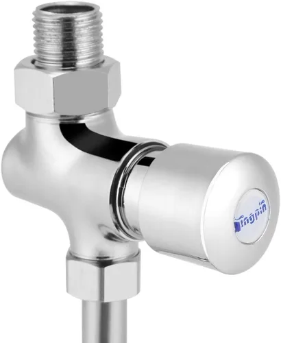 Miniatura 5 de Válvula de descarga de orinal de inodoro Tipo de botón Retraso manual Apagado automático, latón macizo antisifón Válvula de descarga para baño