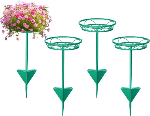 Miniatura 14 de Tellingyou Paquete de 2 soportes ajustables para macetas para exteriores, soportes de metal para plantas al aire libre, soporte versátil