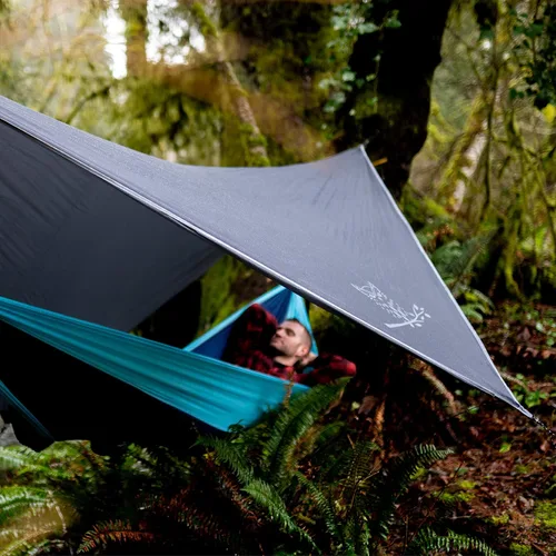 Miniatura 4 de Wise Owl Outfitters Toldo para Hamaca – Funda de lona impermeable para acampar con estacas de tienda de campaña y bolsa de transporte, refugio Gris
