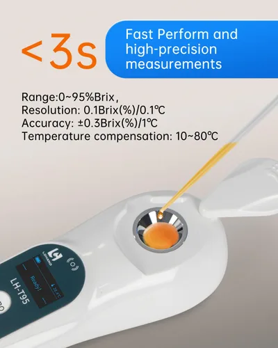 Miniatura 5 de Refractómetro Brix digital 3 en 1 con ATC/Índice de refracción (RI), medición precisa con cubierta de bloqueo de luz, prueba rápida en pantalla