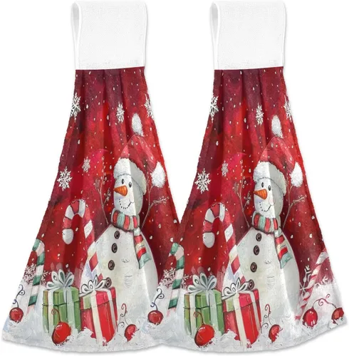 Boccsty Toallas de baño con diseño de muñeco de nieve de Navidad, 2 piezas, toallas de baño de mano de invierno, toallas de cocina, toallas de té
